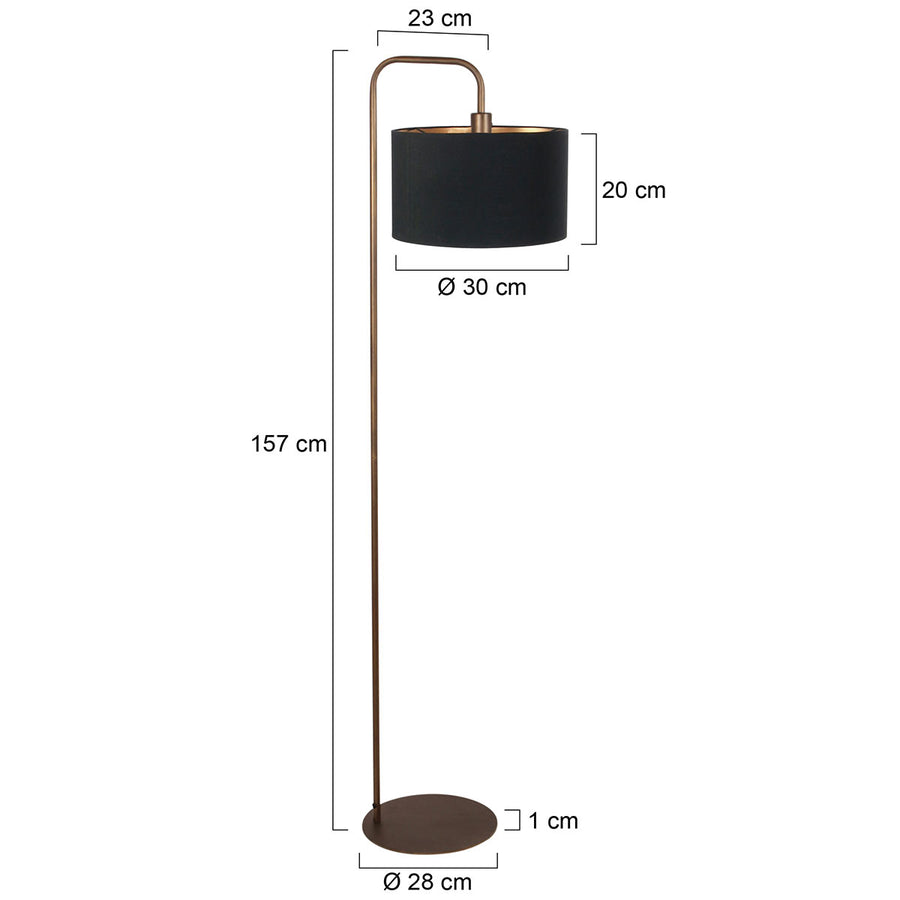 Stang 4784br, bronskleurige vloerlamp met fijn linnen kap