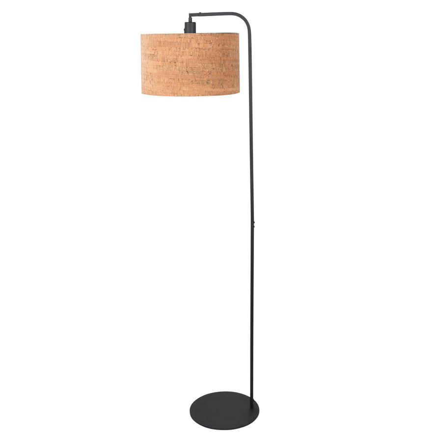 Vloerlamp stang 4790zw met beige kurkstructuur kap