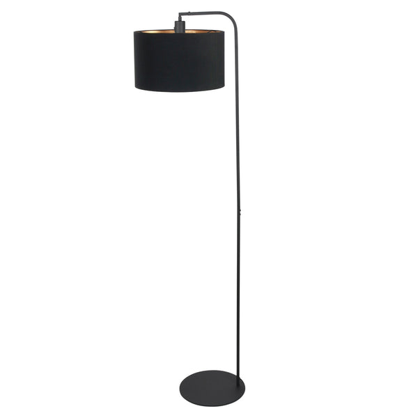 Vloerlamp stang 4791zw met zwart linnen kap