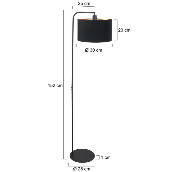Vloerlamp stang 4791zw met zwart linnen kap