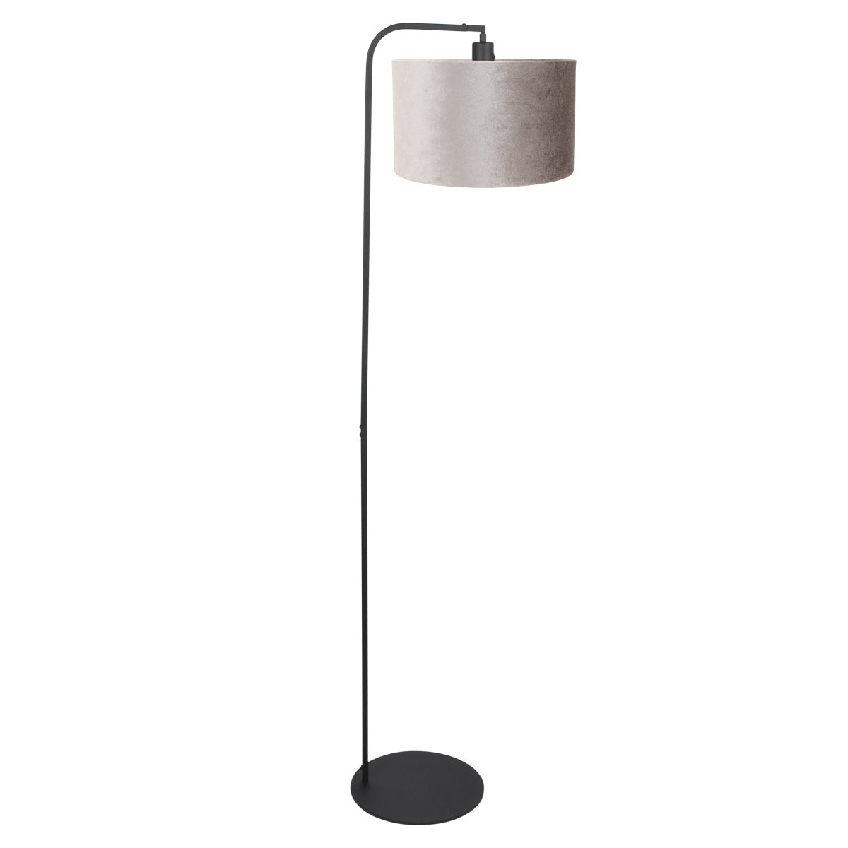 Vloerlamp stang 4792zw met grijze velours kap