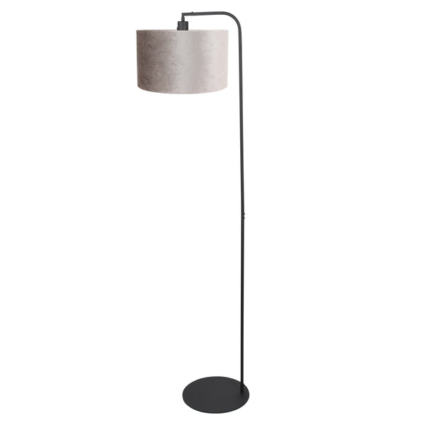 Vloerlamp stang 4792zw met grijze velours kap