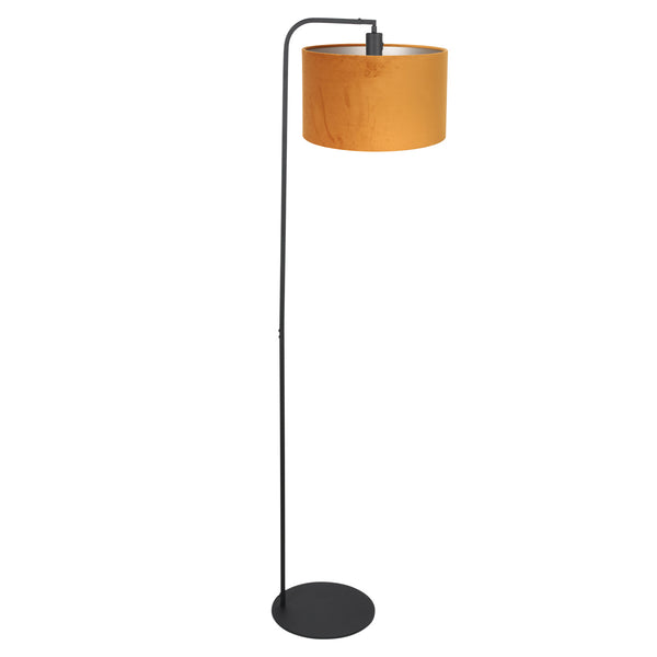 Vloerlamp stang 4793zw met gouden velours kap