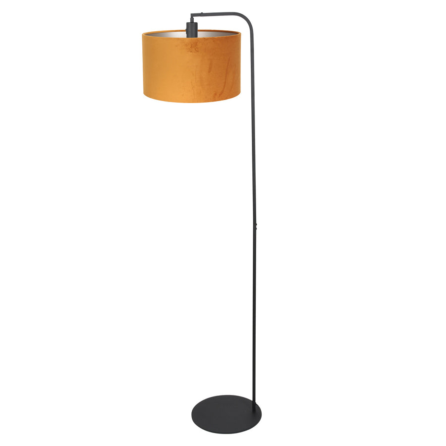 Vloerlamp stang 4793zw met gouden velours kap