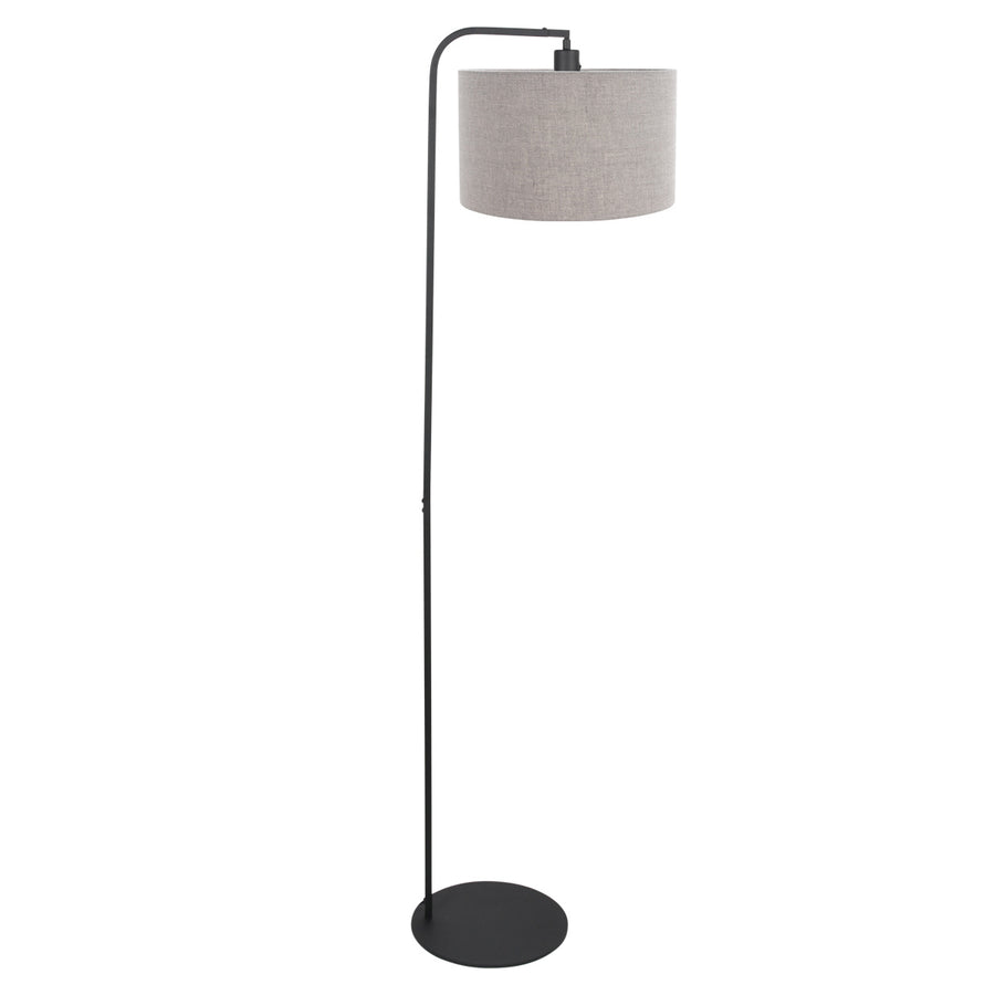 Vloerlamp stang 4795zw met grof grijze linnen kap