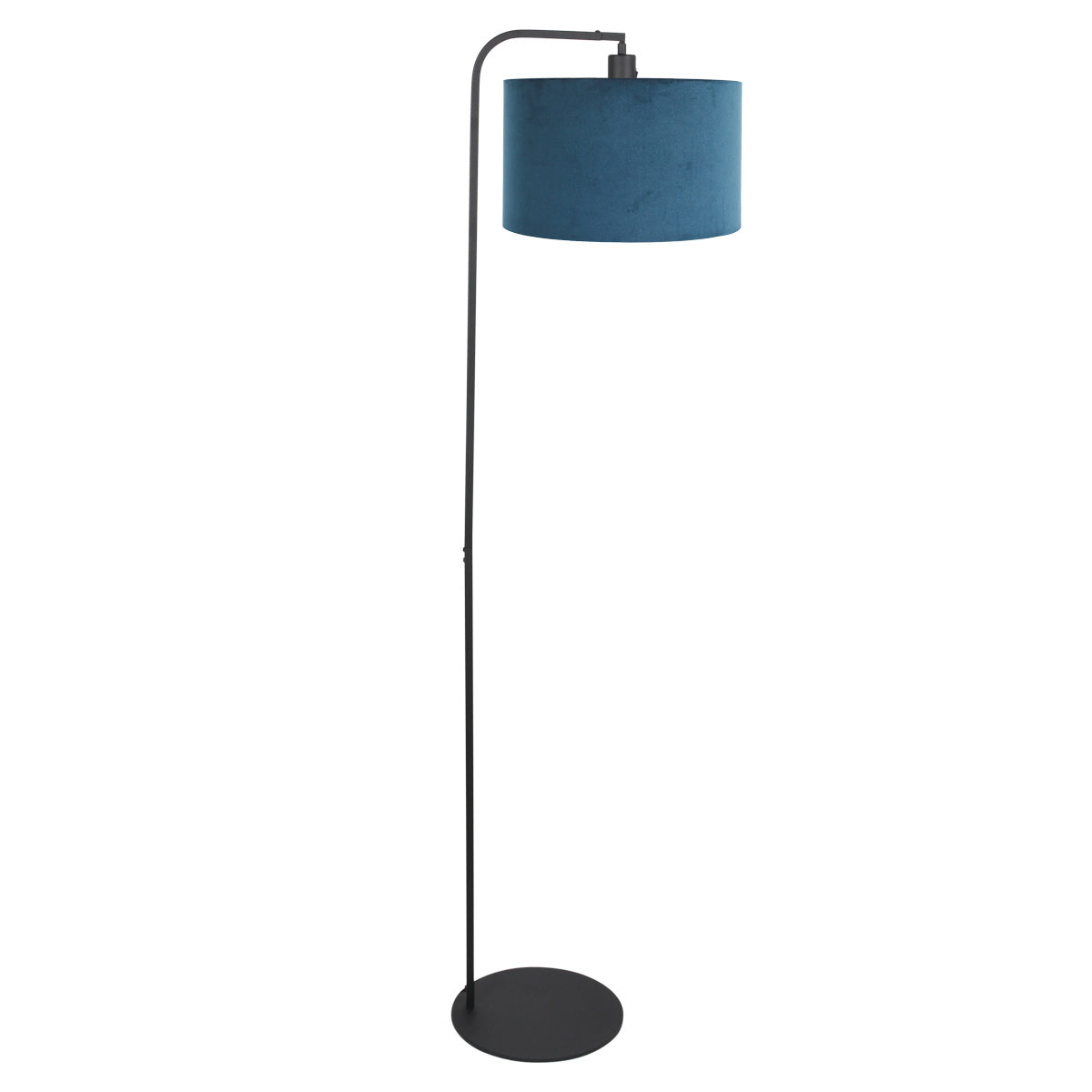 Vloerlamp stang 4797zw met blauwe velours kap