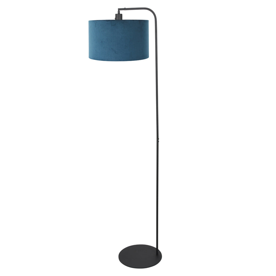 Vloerlamp stang 4797zw met blauwe velours kap