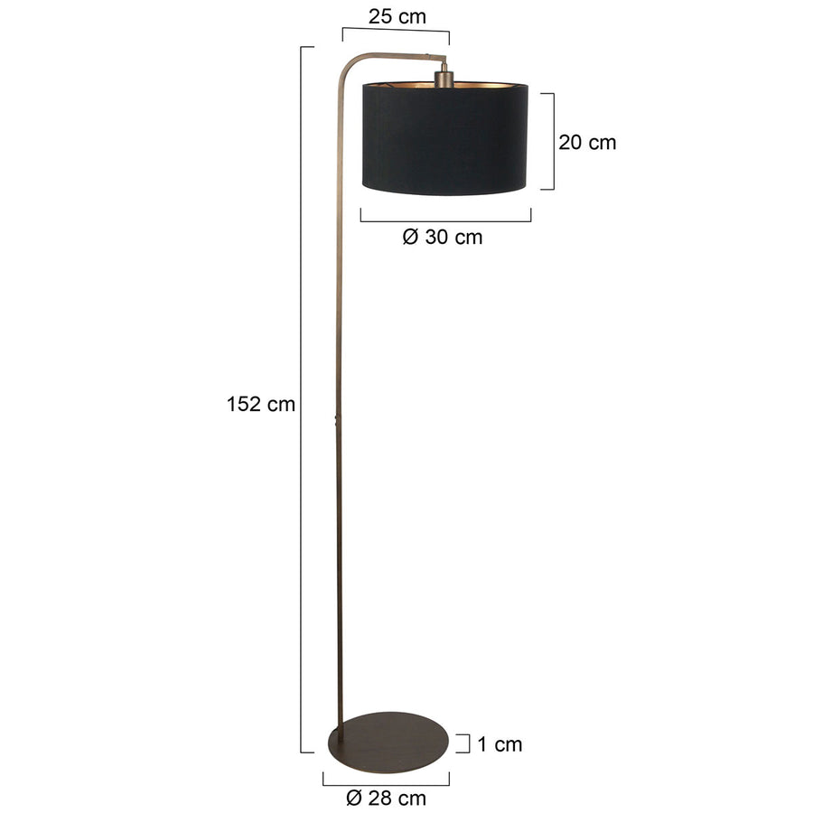Vloerlamp stang 4800br met zwart linnen kap