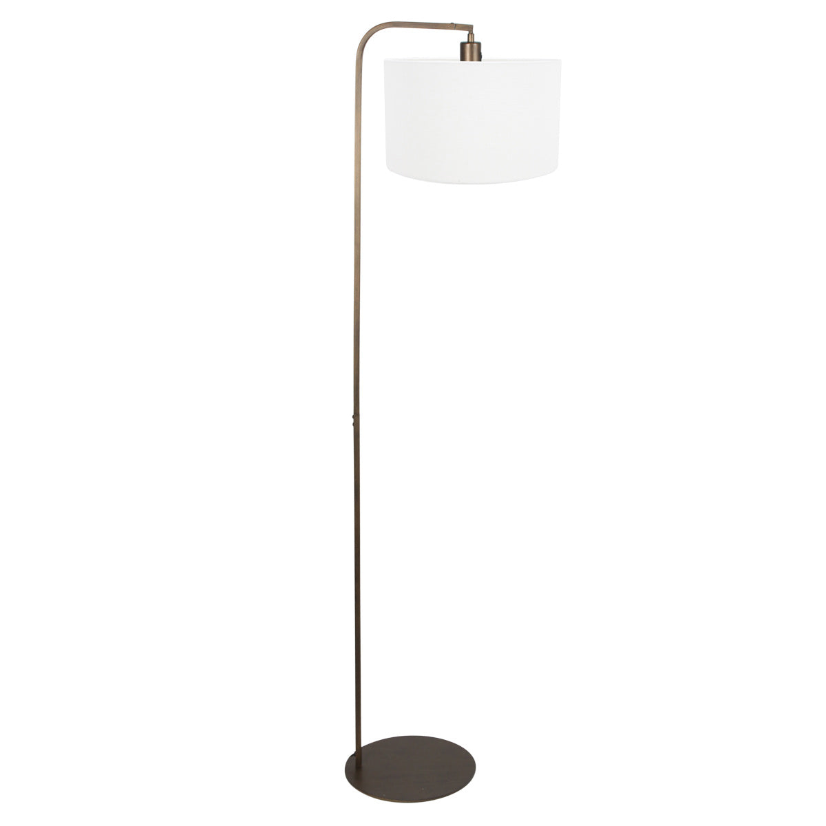 Vloerlamp stang 4802br met grof wit linnen kap