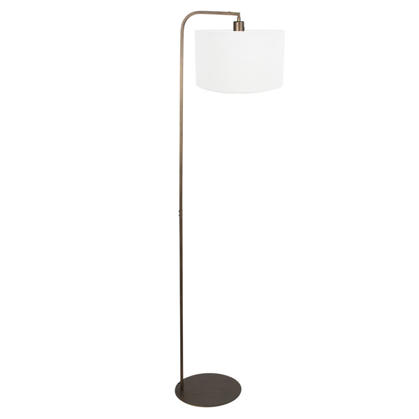 Vloerlamp stang 4802br met grof wit linnen kap