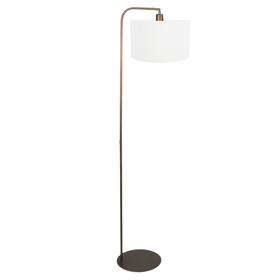 Vloerlamp stang 4802br met grof wit linnen kap