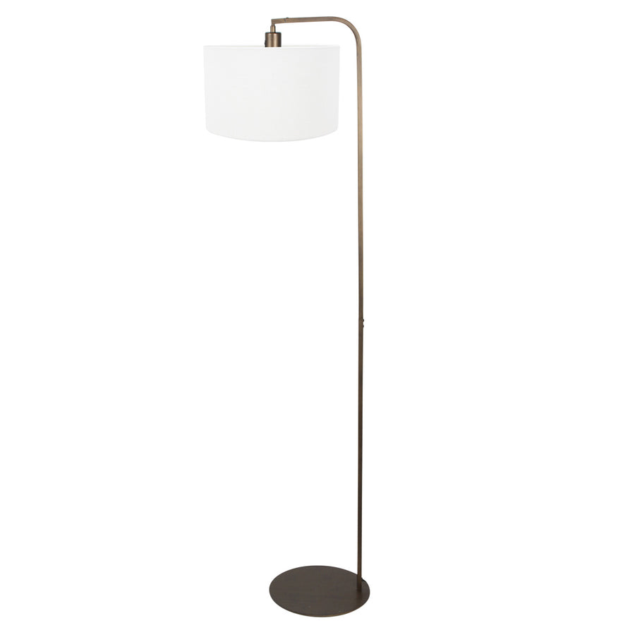 Vloerlamp stang 4802br met grof wit linnen kap