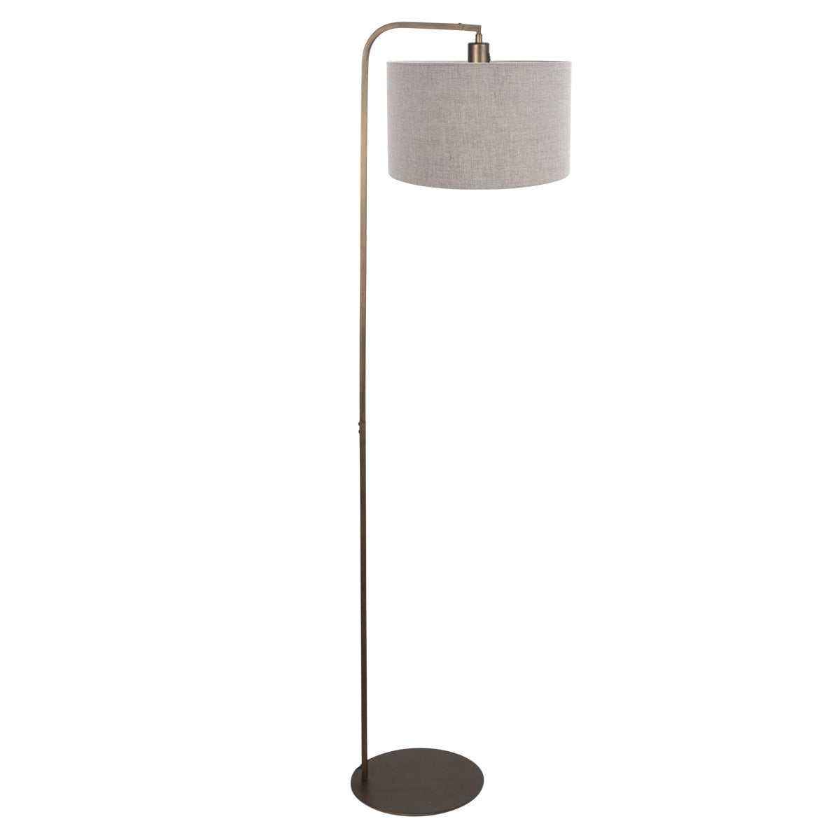Vloerlamp stang 4803br met grof grijze linnen kap