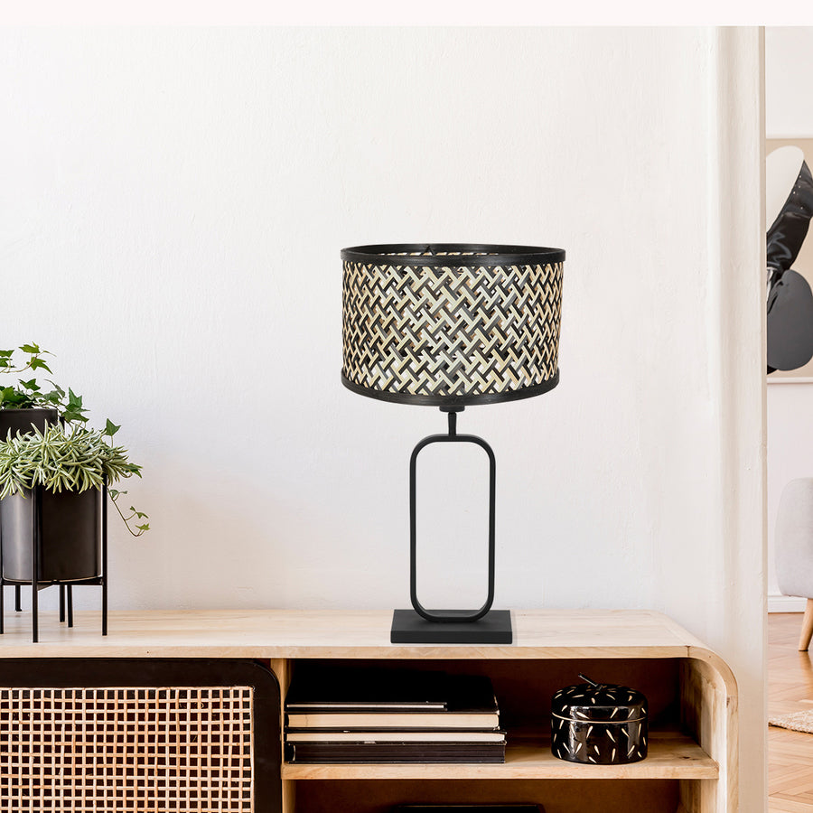 Tafellamp stang 4804zw met bamboe kap voor modern sfeerlicht