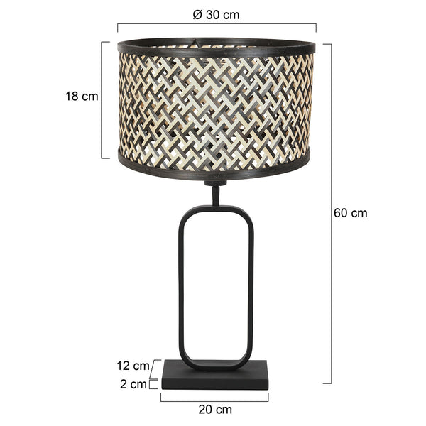 Tafellamp stang 4804zw met bamboe kap voor modern sfeerlicht