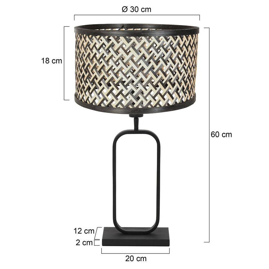 Tafellamp stang 4804zw met bamboe kap voor modern sfeerlicht