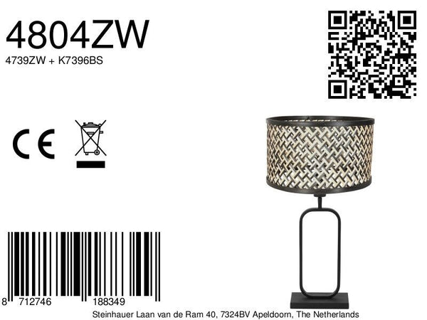 Tafellamp stang 4804zw met bamboe kap voor modern sfeerlicht