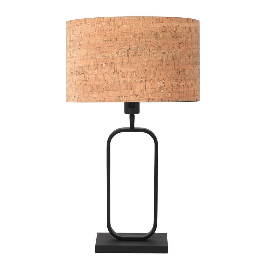 Tafellamp stang 4805zw met kurkstructuur kap voor sfeerlicht
