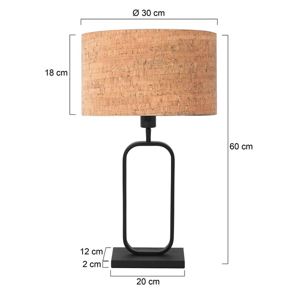 Tafellamp stang 4805zw met kurkstructuur kap voor sfeerlicht