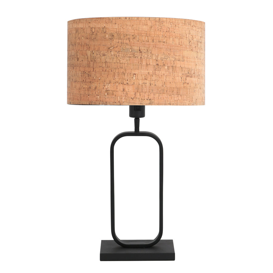 Tafellamp stang 4805zw met kurkstructuur kap voor sfeerlicht