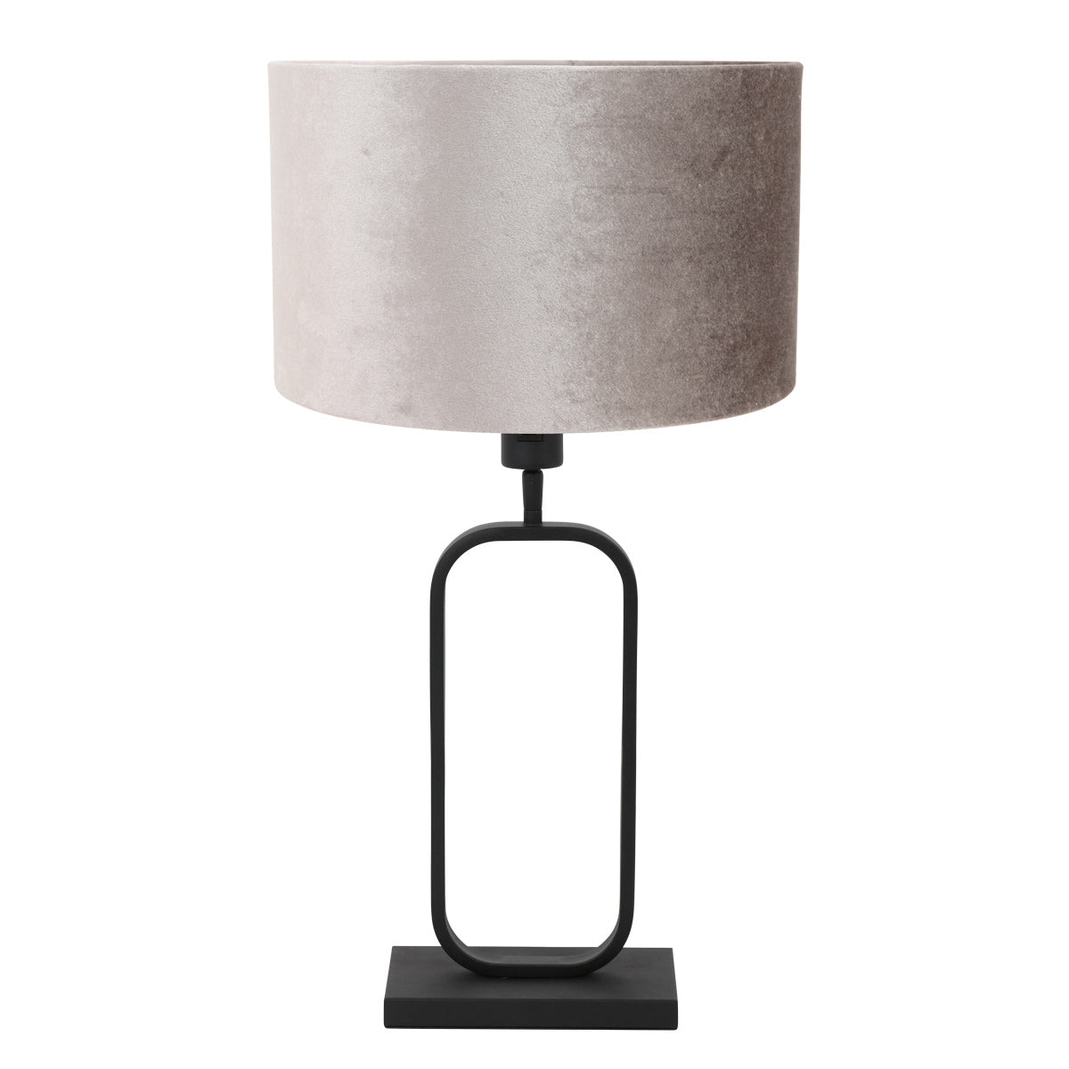 Tafellamp stang 4806zw met grijze velours kap voor sfeerlicht