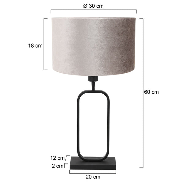 Tafellamp stang 4806zw met grijze velours kap voor sfeerlicht