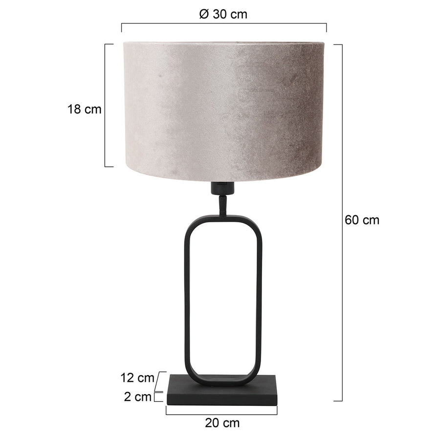 Tafellamp stang 4806zw met grijze velours kap voor sfeerlicht