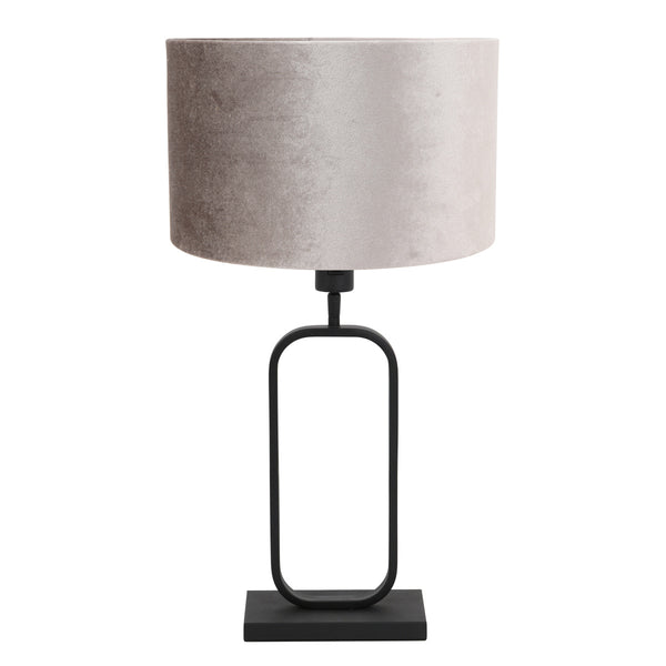 Tafellamp stang 4806zw met grijze velours kap voor sfeerlicht