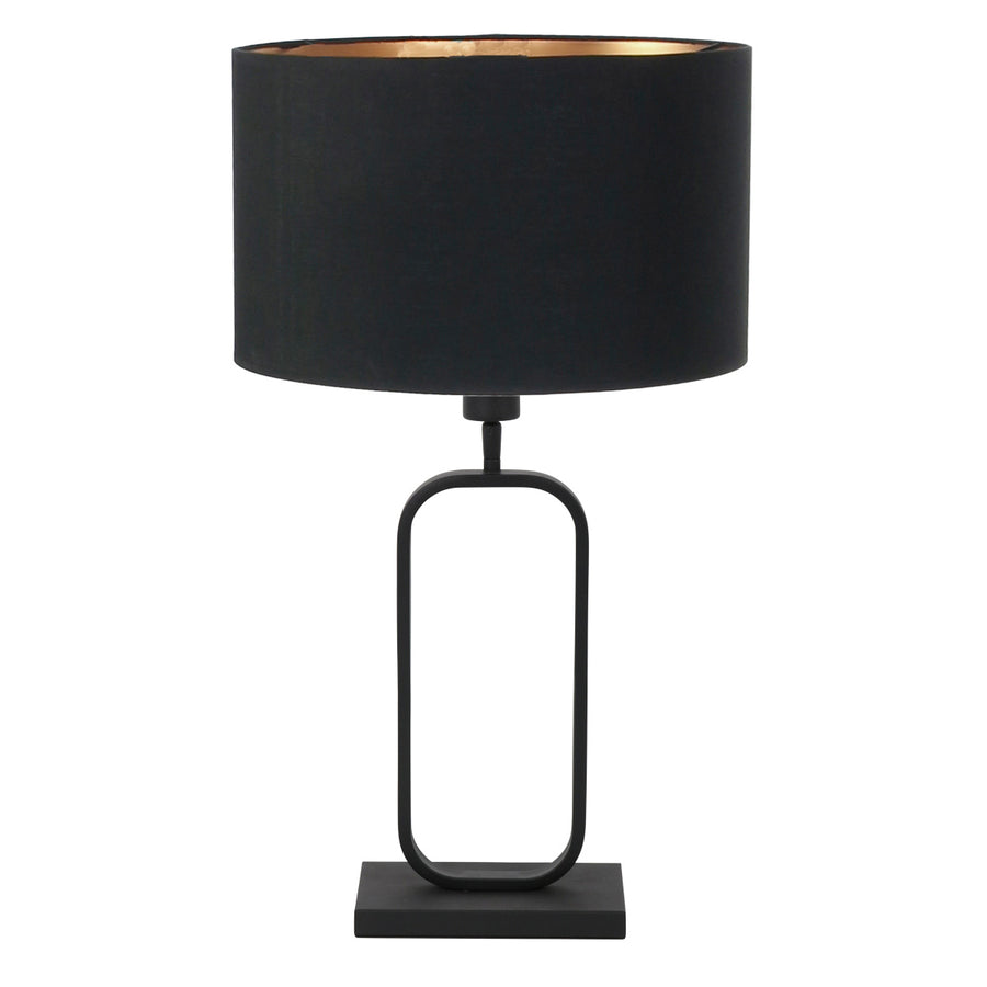Tafellamp stang 4807zw met zwarte linnen kap voor sfeerlicht