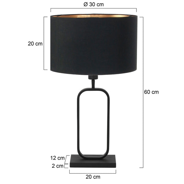 Tafellamp stang 4807zw met zwarte linnen kap voor sfeerlicht