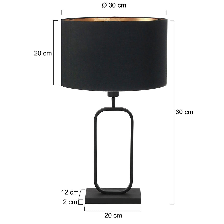 Tafellamp stang 4807zw met zwarte linnen kap voor sfeerlicht