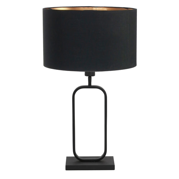 Tafellamp stang 4807zw met zwarte linnen kap voor sfeerlicht