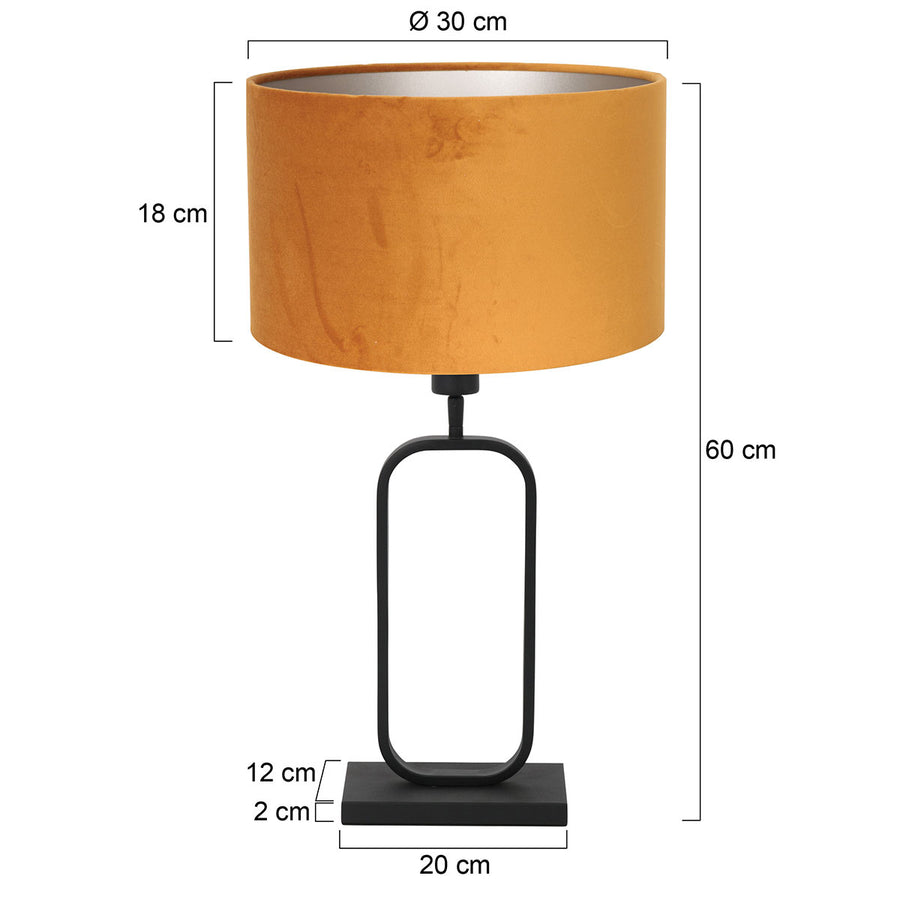Tafellamp stang 4808zw met gouden velours kap voor sfeerlicht
