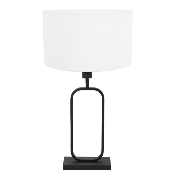 Tafellamp stang 4809zw met witte linnen kap voor sfeerlicht