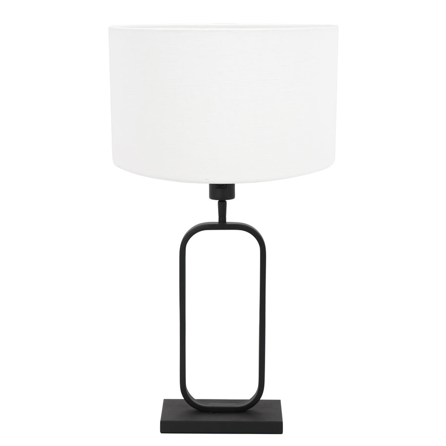 Tafellamp stang 4809zw met witte linnen kap voor sfeerlicht