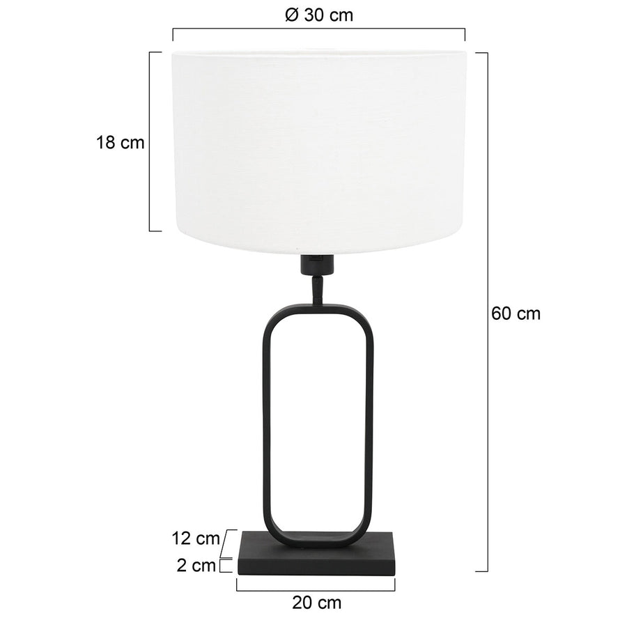 Tafellamp stang 4809zw met witte linnen kap voor sfeerlicht