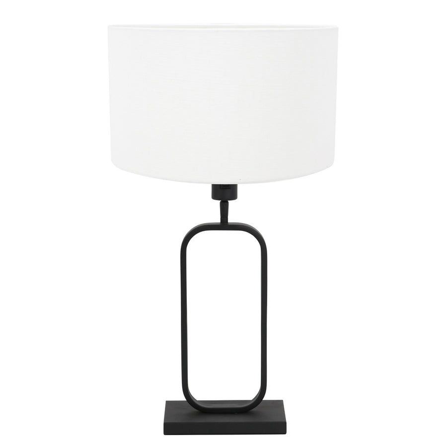 Tafellamp stang 4809zw met witte linnen kap voor sfeerlicht