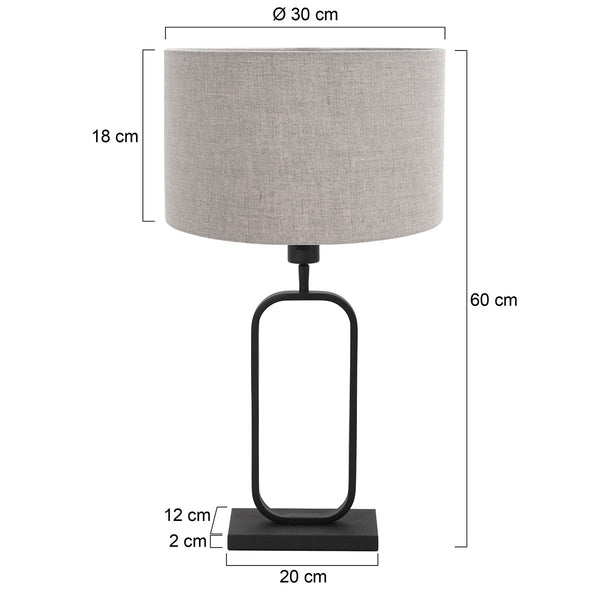 Tafellamp stang 4810zw met grijze linnen kap voor sfeerlicht