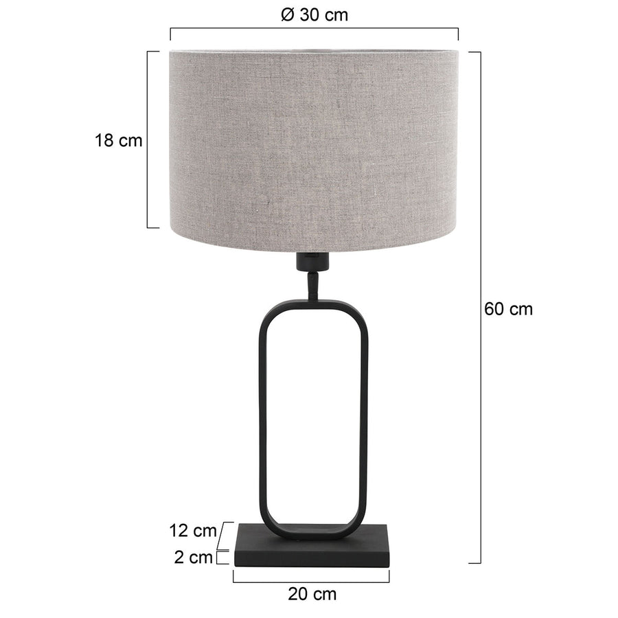 Tafellamp stang 4810zw met grijze linnen kap voor sfeerlicht