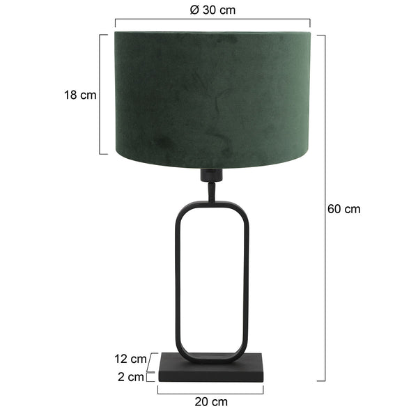 Tafellamp stang 4811zw met groene velours kap voor sfeerlicht