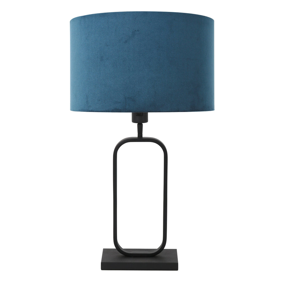 Tafellamp stang 4812zw met blauwe velours kap voor sfeerlicht
