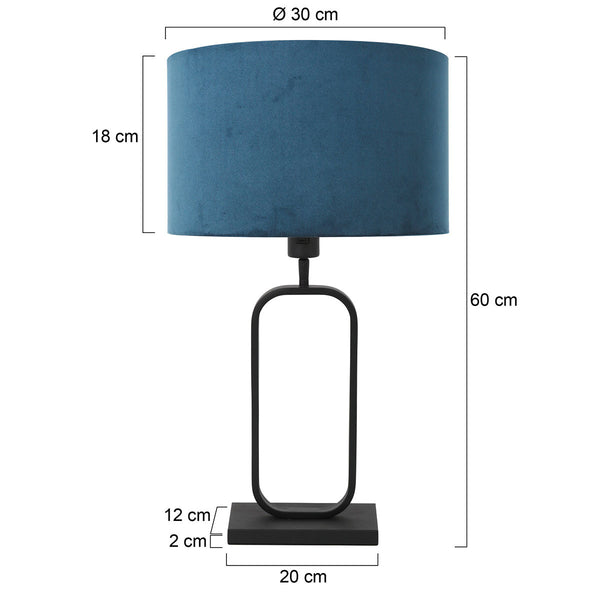 Tafellamp stang 4812zw met blauwe velours kap voor sfeerlicht