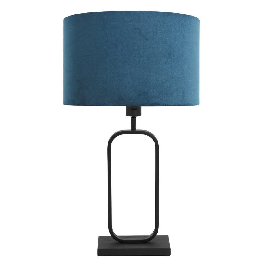 Tafellamp stang 4812zw met blauwe velours kap voor sfeerlicht
