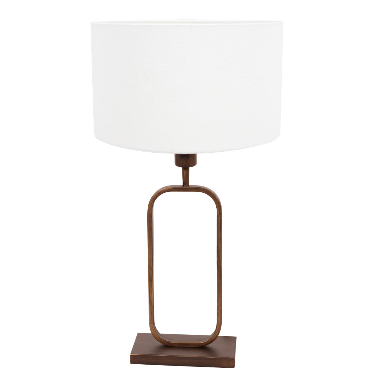 Tafellamp stang 4816br met witte linnen kap voor sfeerlicht