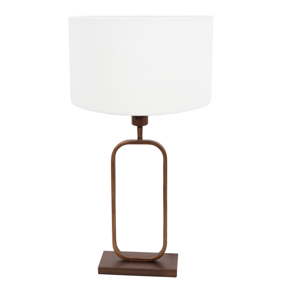 Tafellamp stang 4816br met witte linnen kap voor sfeerlicht