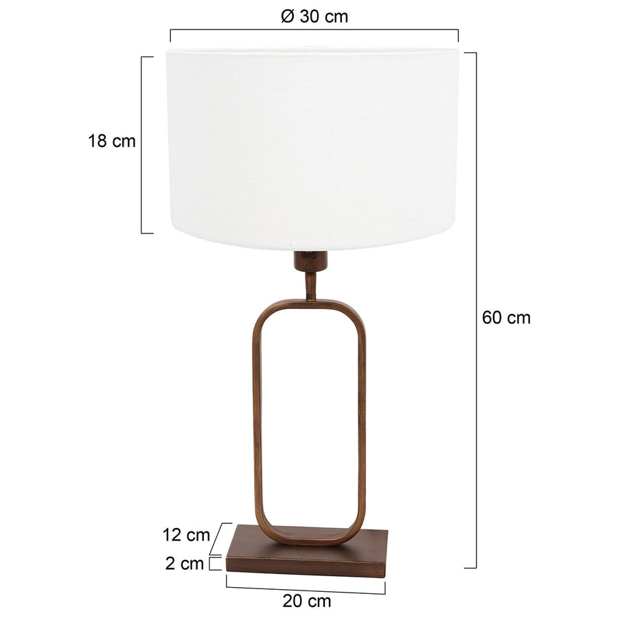 Tafellamp stang 4816br met witte linnen kap voor sfeerlicht