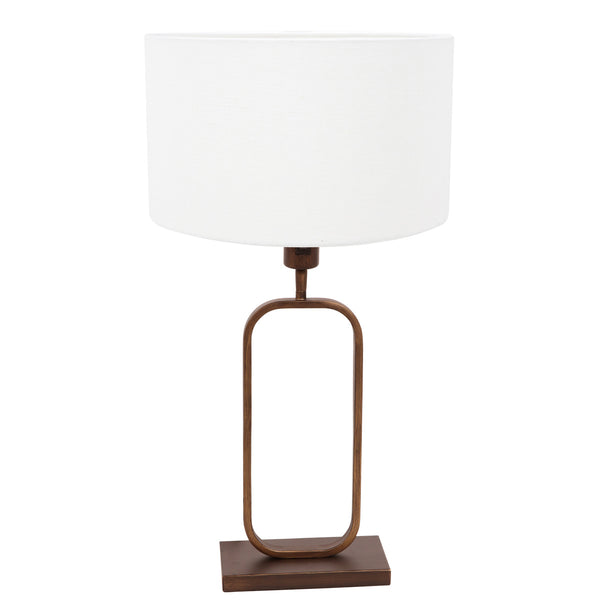 Tafellamp stang 4816br met witte linnen kap voor sfeerlicht