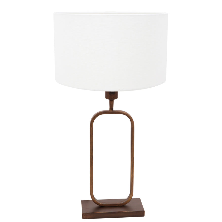 Tafellamp stang 4816br met witte linnen kap voor sfeerlicht