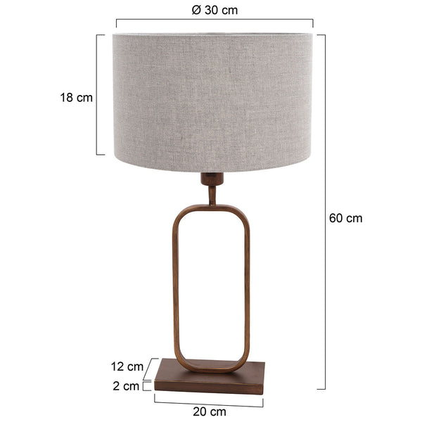 Tafellamp stang 4817br met grijze linnen kap voor sfeerlicht