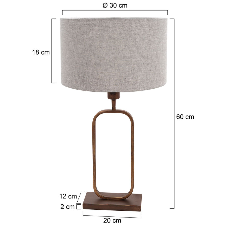 Tafellamp stang 4817br met grijze linnen kap voor sfeerlicht
